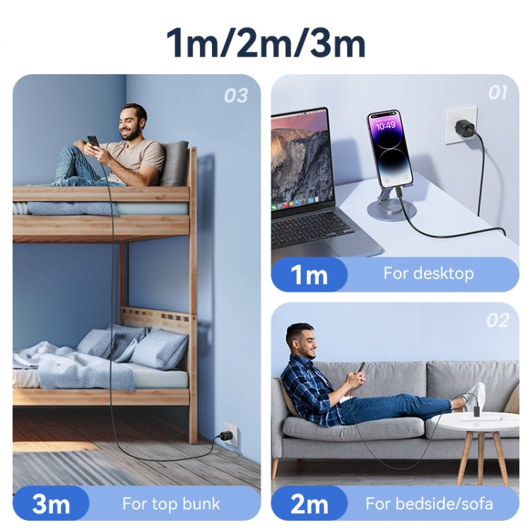USAMS US-SJ697 USB-C / Type-C 轉 8 Pin 30W 條紋快充數據線，1米，2米，3米