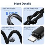 USAMS US-SJ697 USB-C / Type-C 轉 8 Pin 30W 條紋快充數據線，1米，2米，3米