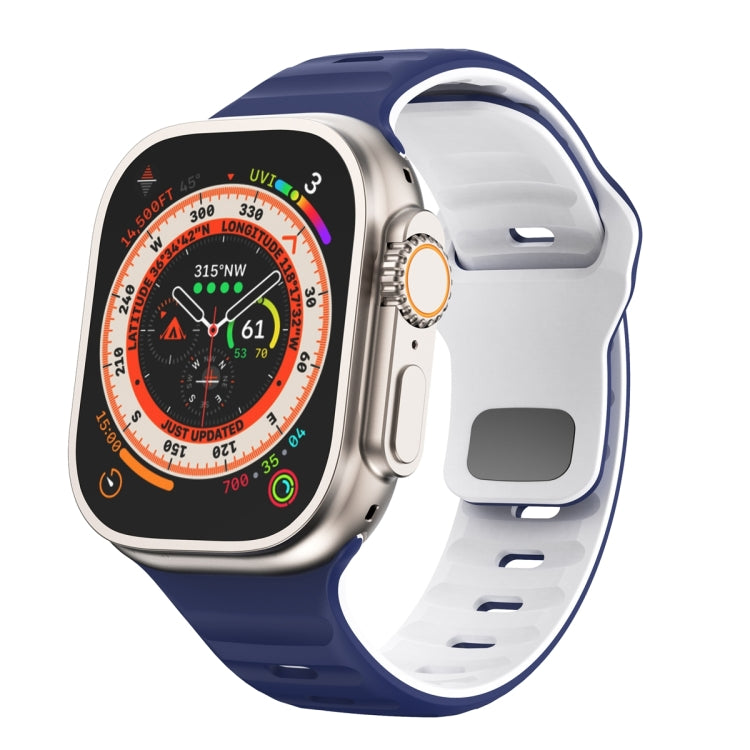 波浪紋理反扣矽膠錶帶，適用於 Apple Watch Ultra 2 49mm，適用於 Apple Watch Series 9 45mm，適用於 Apple Watch Series 9 41mm，適用於 Apple Watch Ultra 49mm