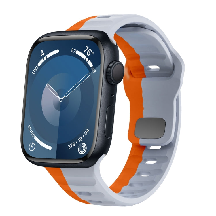 波浪紋理反扣矽膠錶帶，適用於 Apple Watch Ultra 2 49mm，適用於 Apple Watch Series 9 45mm，適用於 Apple Watch Series 9 41mm，適用於 Apple Watch Ultra 49mm