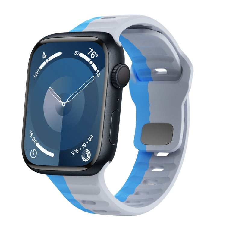 波浪紋理反扣矽膠錶帶，適用於 Apple Watch Ultra 2 49mm，適用於 Apple Watch Series 9 45mm，適用於 Apple Watch Series 9 41mm，適用於 Apple Watch Ultra 49mm