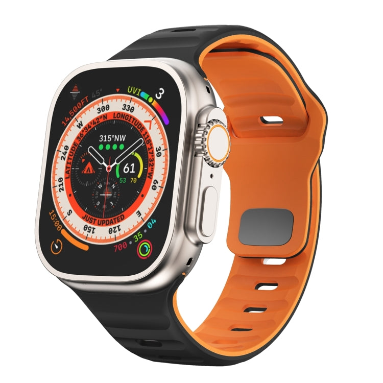 波浪紋理反扣矽膠錶帶，適用於 Apple Watch Ultra 2 49mm，適用於 Apple Watch Series 9 45mm，適用於 Apple Watch Series 9 41mm，適用於 Apple Watch Ultra 49mm