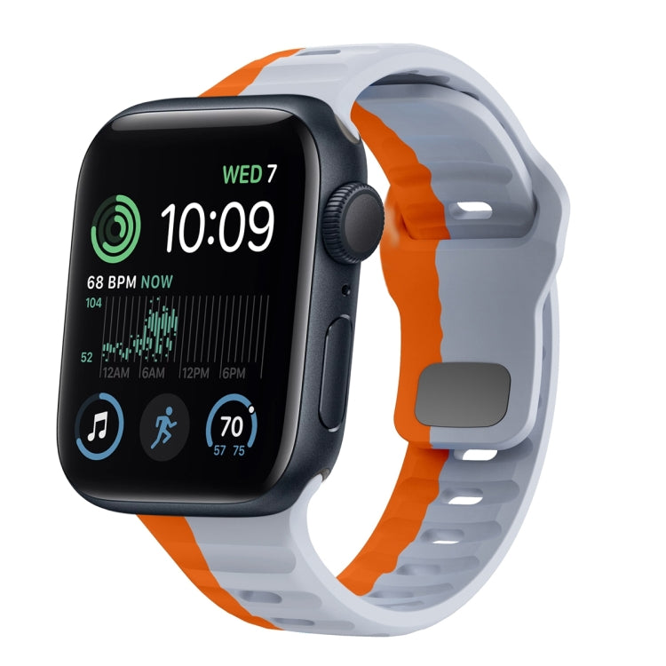 波浪紋理反扣矽膠錶帶，適用於 Apple Watch Series 7 41mm，適用於 Apple Watch Series 7 45mm，適用於 Apple Watch SE 40mm，適用於 Apple Watch SE 44mm