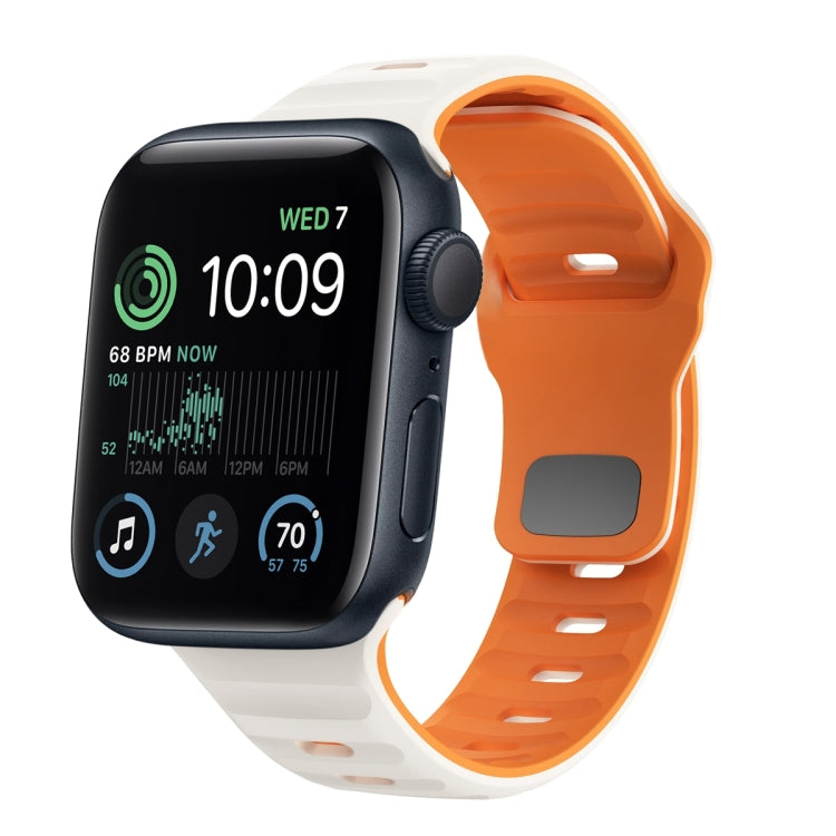 波浪紋理反扣矽膠錶帶，適用於 Apple Watch Series 7 41mm，適用於 Apple Watch Series 7 45mm，適用於 Apple Watch SE 40mm，適用於 Apple Watch SE 44mm