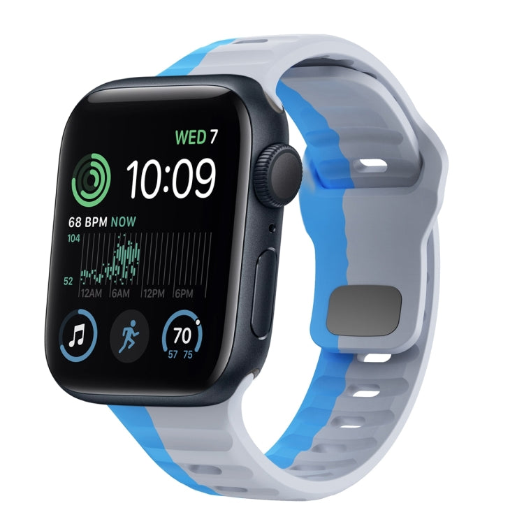 波浪紋理反扣矽膠錶帶，適用於 Apple Watch Series 7 41mm，適用於 Apple Watch Series 7 45mm，適用於 Apple Watch SE 40mm，適用於 Apple Watch SE 44mm