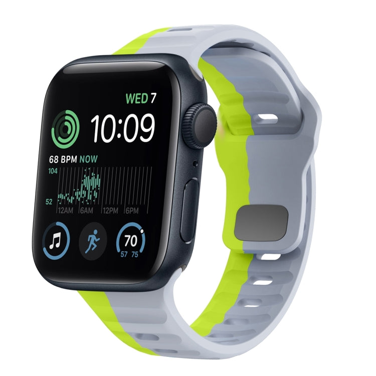 波浪紋理反扣矽膠錶帶，適用於 Apple Watch Series 7 41mm，適用於 Apple Watch Series 7 45mm，適用於 Apple Watch SE 40mm，適用於 Apple Watch SE 44mm