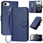 YX0070 碳纖維扣環皮革手機殼附掛繩，適用於 iPhone 17e / 16e，適用於 iPhone 17 Pro Max，適用於 iPhone 17 Pro，適用於 iPhone 17，適用於 iPhone Air，適用於 iPhone 16 Pro Max