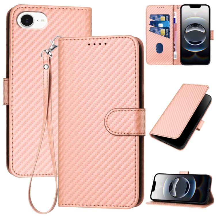 YX0070 碳纖維扣環皮革手機殼附掛繩，適用於 iPhone 17e / 16e，適用於 iPhone 17 Pro Max，適用於 iPhone 17 Pro，適用於 iPhone 17，適用於 iPhone Air，適用於 iPhone 16 Pro Max