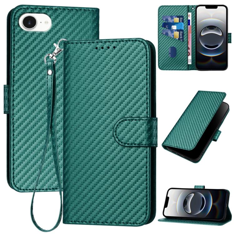 YX0070 碳纖維扣環皮革手機殼附掛繩，適用於 iPhone 17e / 16e，適用於 iPhone 17 Pro Max，適用於 iPhone 17 Pro，適用於 iPhone 17，適用於 iPhone Air，適用於 iPhone 16 Pro Max