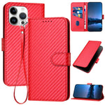 YX0070 碳纖維扣環皮革手機殼附掛繩，適用於 iPhone 16 Pro、iPhone 16 Plus、iPhone 16、iPhone 15 Pro Max、iPhone 15 Pro、iPhone 15 Plus