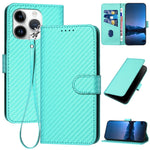 YX0070 碳纖維扣環皮革手機殼附掛繩，適用於 iPhone 16 Pro、iPhone 16 Plus、iPhone 16、iPhone 15 Pro Max、iPhone 15 Pro、iPhone 15 Plus