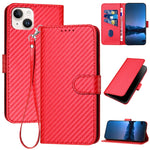 YX0070 碳纖維扣環皮革手機殼附掛繩，適用於 iPhone 16 Pro、iPhone 16 Plus、iPhone 16、iPhone 15 Pro Max、iPhone 15 Pro、iPhone 15 Plus