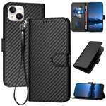 YX0070 碳纖維扣環皮革手機殼附掛繩，適用於 iPhone 16 Pro、iPhone 16 Plus、iPhone 16、iPhone 15 Pro Max、iPhone 15 Pro、iPhone 15 Plus