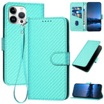 YX0070 碳纖維扣環皮革手機殼附掛繩，適用於 iPhone 13 Pro Max、iPhone 13 Pro、iPhone 13、iPhone 13 mini、iPhone 12 / 12 Pro、iPhone 12 Pro Max