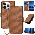 YX0070 碳纖維扣環皮革手機殼附掛繩，適用於 iPhone 13 Pro Max、iPhone 13 Pro、iPhone 13、iPhone 13 mini、iPhone 12 / 12 Pro、iPhone 12 Pro Max