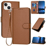 YX0070 碳纖維扣環皮革手機殼附掛繩，適用於 iPhone 13 Pro Max、iPhone 13 Pro、iPhone 13、iPhone 13 mini、iPhone 12 / 12 Pro、iPhone 12 Pro Max
