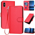 YX0070 碳纖維扣皮革手機殼附掛繩，適用於 iPhone 12 mini，適用於 iPhone 11 Pro Max，適用於 iPhone 11，適用於 iPhone 11 Pro，適用於 iPhone X / XS，適用於 iPhone XR