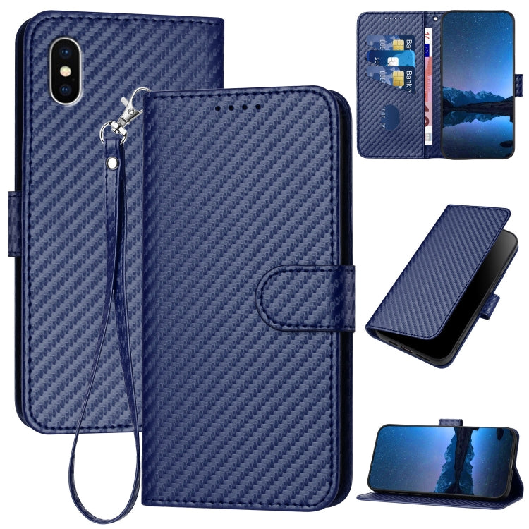 YX0070 碳纖維扣皮革手機殼附掛繩，適用於 iPhone 12 mini，適用於 iPhone 11 Pro Max，適用於 iPhone 11，適用於 iPhone 11 Pro，適用於 iPhone X / XS，適用於 iPhone XR
