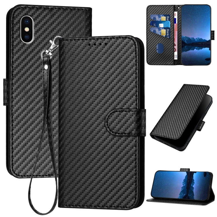 YX0070 碳纖維扣皮革手機殼附掛繩，適用於 iPhone 12 mini，適用於 iPhone 11 Pro Max，適用於 iPhone 11，適用於 iPhone 11 Pro，適用於 iPhone X / XS，適用於 iPhone XR