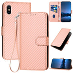 YX0070 碳纖維扣皮革手機殼附掛繩，適用於 iPhone 12 mini，適用於 iPhone 11 Pro Max，適用於 iPhone 11，適用於 iPhone 11 Pro，適用於 iPhone X / XS，適用於 iPhone XR