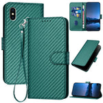 YX0070 碳纖維扣皮革手機殼附掛繩，適用於 iPhone 12 mini，適用於 iPhone 11 Pro Max，適用於 iPhone 11，適用於 iPhone 11 Pro，適用於 iPhone X / XS，適用於 iPhone XR