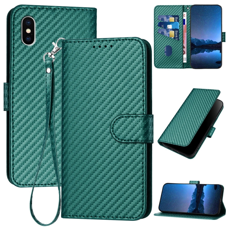 YX0070 碳纖維扣皮革手機殼附掛繩，適用於 iPhone 12 mini，適用於 iPhone 11 Pro Max，適用於 iPhone 11，適用於 iPhone 11 Pro，適用於 iPhone X / XS，適用於 iPhone XR