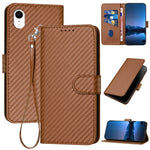YX0070 碳纖維扣皮革手機殼附掛繩，適用於 iPhone 12 mini，適用於 iPhone 11 Pro Max，適用於 iPhone 11，適用於 iPhone 11 Pro，適用於 iPhone X / XS，適用於 iPhone XR