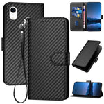 YX0070 碳纖維扣皮革手機殼附掛繩，適用於 iPhone 12 mini，適用於 iPhone 11 Pro Max，適用於 iPhone 11，適用於 iPhone 11 Pro，適用於 iPhone X / XS，適用於 iPhone XR