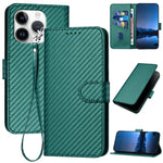 YX0070 碳纖維扣環皮革手機殼附掛繩，適用於 iPhone 16 Pro、iPhone 16 Plus、iPhone 16、iPhone 15 Pro Max、iPhone 15 Pro、iPhone 15 Plus