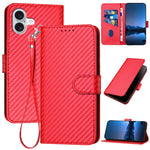 YX0070 碳纖維扣環皮革手機殼附掛繩，適用於 iPhone 16 Pro、iPhone 16 Plus、iPhone 16、iPhone 15 Pro Max、iPhone 15 Pro、iPhone 15 Plus