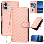 YX0070 碳纖維扣環皮革手機殼附掛繩，適用於 iPhone 16 Pro、iPhone 16 Plus、iPhone 16、iPhone 15 Pro Max、iPhone 15 Pro、iPhone 15 Plus