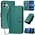 YX0070 碳纖維扣環皮革手機殼附掛繩，適用於 iPhone 16 Pro、iPhone 16 Plus、iPhone 16、iPhone 15 Pro Max、iPhone 15 Pro、iPhone 15 Plus