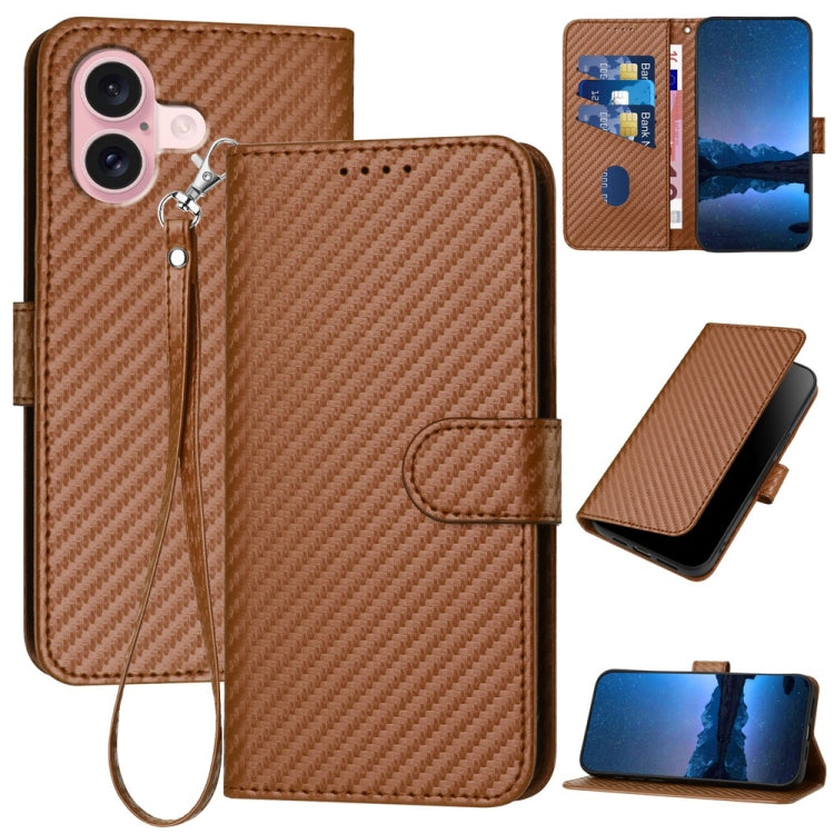 YX0070 碳纖維扣環皮革手機殼附掛繩，適用於 iPhone 16 Pro、iPhone 16 Plus、iPhone 16、iPhone 15 Pro Max、iPhone 15 Pro、iPhone 15 Plus