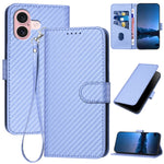 YX0070 碳纖維扣環皮革手機殼附掛繩，適用於 iPhone 16 Pro、iPhone 16 Plus、iPhone 16、iPhone 15 Pro Max、iPhone 15 Pro、iPhone 15 Plus