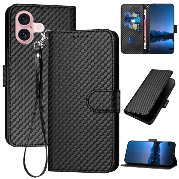 YX0070 碳纖維扣環皮革手機殼附掛繩，適用於 iPhone 16 Pro、iPhone 16 Plus、iPhone 16、iPhone 15 Pro Max、iPhone 15 Pro、iPhone 15 Plus
