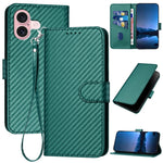 YX0070 碳纖維扣環皮革手機殼附掛繩，適用於 iPhone 16 Pro、iPhone 16 Plus、iPhone 16、iPhone 15 Pro Max、iPhone 15 Pro、iPhone 15 Plus