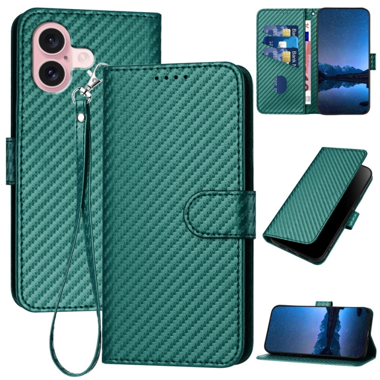 YX0070 碳纖維扣環皮革手機殼附掛繩，適用於 iPhone 16 Pro、iPhone 16 Plus、iPhone 16、iPhone 15 Pro Max、iPhone 15 Pro、iPhone 15 Plus