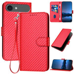 YX0070 碳纖維扣環皮革手機殼附掛繩，適用於 iPhone 17e / 16e，適用於 iPhone 17 Pro Max，適用於 iPhone 17 Pro，適用於 iPhone 17，適用於 iPhone Air，適用於 iPhone 16 Pro Max