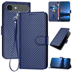 YX0070 碳纖維扣環皮革手機殼附掛繩，適用於 iPhone 17e / 16e，適用於 iPhone 17 Pro Max，適用於 iPhone 17 Pro，適用於 iPhone 17，適用於 iPhone Air，適用於 iPhone 16 Pro Max