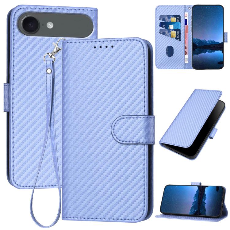 YX0070 碳纖維扣環皮革手機殼附掛繩，適用於 iPhone 17e / 16e，適用於 iPhone 17 Pro Max，適用於 iPhone 17 Pro，適用於 iPhone 17，適用於 iPhone Air，適用於 iPhone 16 Pro Max
