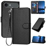 YX0070 碳纖維扣環皮革手機殼附掛繩，適用於 iPhone 17e / 16e，適用於 iPhone 17 Pro Max，適用於 iPhone 17 Pro，適用於 iPhone 17，適用於 iPhone Air，適用於 iPhone 16 Pro Max