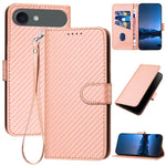 YX0070 碳纖維扣環皮革手機殼附掛繩，適用於 iPhone 17e / 16e，適用於 iPhone 17 Pro Max，適用於 iPhone 17 Pro，適用於 iPhone 17，適用於 iPhone Air，適用於 iPhone 16 Pro Max