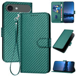 YX0070 碳纖維扣環皮革手機殼附掛繩，適用於 iPhone 17e / 16e，適用於 iPhone 17 Pro Max，適用於 iPhone 17 Pro，適用於 iPhone 17，適用於 iPhone Air，適用於 iPhone 16 Pro Max