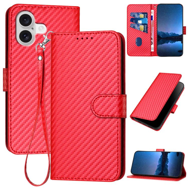 YX0070 碳纖維扣環皮革手機殼附掛繩，適用於 iPhone 17e / 16e，適用於 iPhone 17 Pro Max，適用於 iPhone 17 Pro，適用於 iPhone 17，適用於 iPhone Air，適用於 iPhone 16 Pro Max