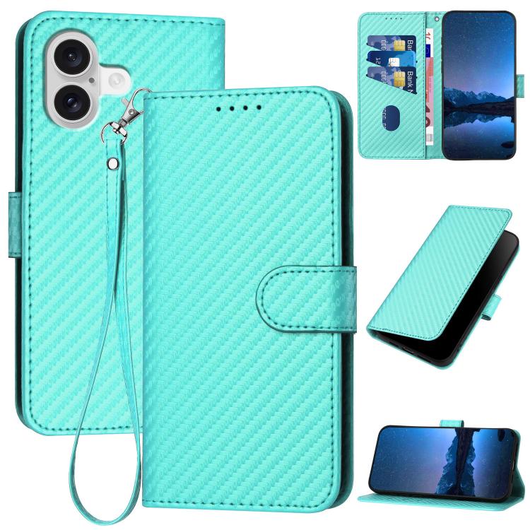 YX0070 碳纖維扣環皮革手機殼附掛繩，適用於 iPhone 17e / 16e，適用於 iPhone 17 Pro Max，適用於 iPhone 17 Pro，適用於 iPhone 17，適用於 iPhone Air，適用於 iPhone 16 Pro Max