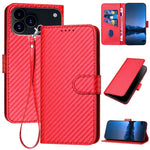 YX0070 碳纖維扣環皮革手機殼附掛繩，適用於 iPhone 17e / 16e，適用於 iPhone 17 Pro Max，適用於 iPhone 17 Pro，適用於 iPhone 17，適用於 iPhone Air，適用於 iPhone 16 Pro Max