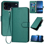 YX0070 碳纖維扣環皮革手機殼附掛繩，適用於 iPhone 17e / 16e，適用於 iPhone 17 Pro Max，適用於 iPhone 17 Pro，適用於 iPhone 17，適用於 iPhone Air，適用於 iPhone 16 Pro Max