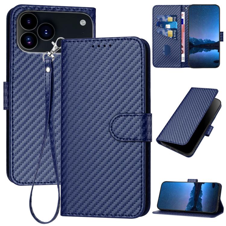 YX0070 碳纖維扣環皮革手機殼附掛繩，適用於 iPhone 17e / 16e，適用於 iPhone 17 Pro Max，適用於 iPhone 17 Pro，適用於 iPhone 17，適用於 iPhone Air，適用於 iPhone 16 Pro Max