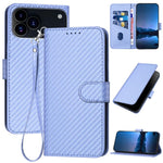 YX0070 碳纖維扣環皮革手機殼附掛繩，適用於 iPhone 17e / 16e，適用於 iPhone 17 Pro Max，適用於 iPhone 17 Pro，適用於 iPhone 17，適用於 iPhone Air，適用於 iPhone 16 Pro Max