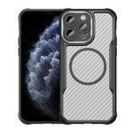 碳纖維紋理 MagSafe 透明手機殼，適用於 iPhone 11 Pro